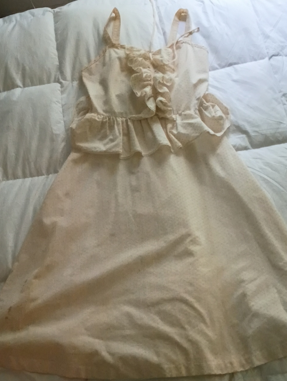 Girls' Cream Ruffle Peplum Sundress